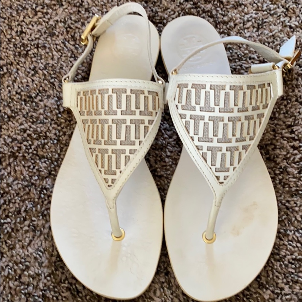 Tory Burch off white sandals.